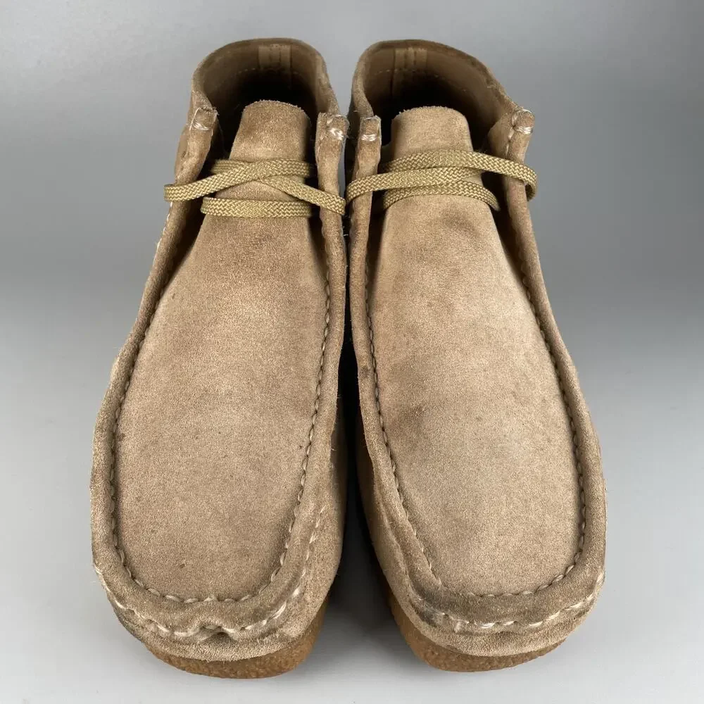 Clarks Collection Wallabee Men's 10.5 W Tan Suede Casual Chukka Ankle Boots GUC